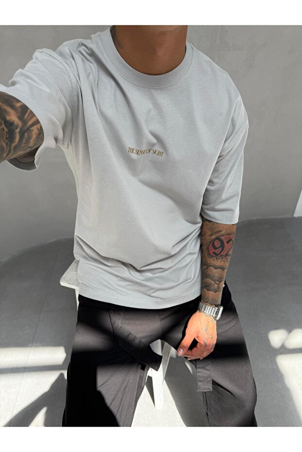 Gray Oversize Printed T-Shirt