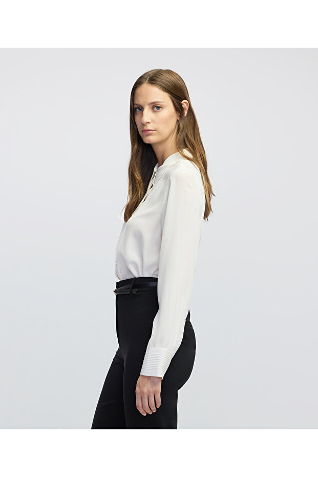 Nervürlü ipek gömlek - 5