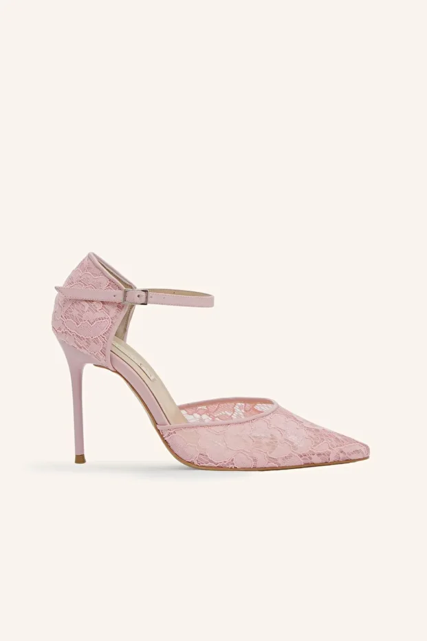 Pembe Dantel Cindie Topuklu Ayakkabı - 1