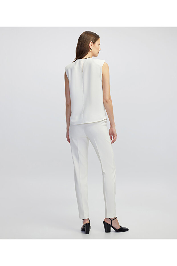 Kontrast biyeli bluz - 6