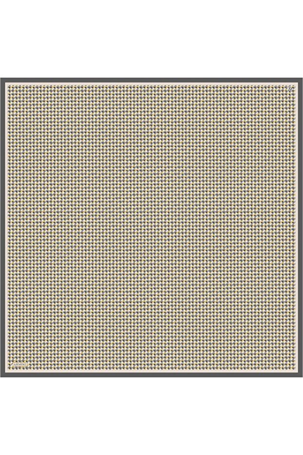 İpek Eşarp 2026 Kış - 9417-31 Gri Füme Sarı Twill - 2