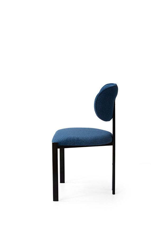 Muriz Sandalye Siyah Ayak Koyu Mavi Kumaş 2 Adet - 5