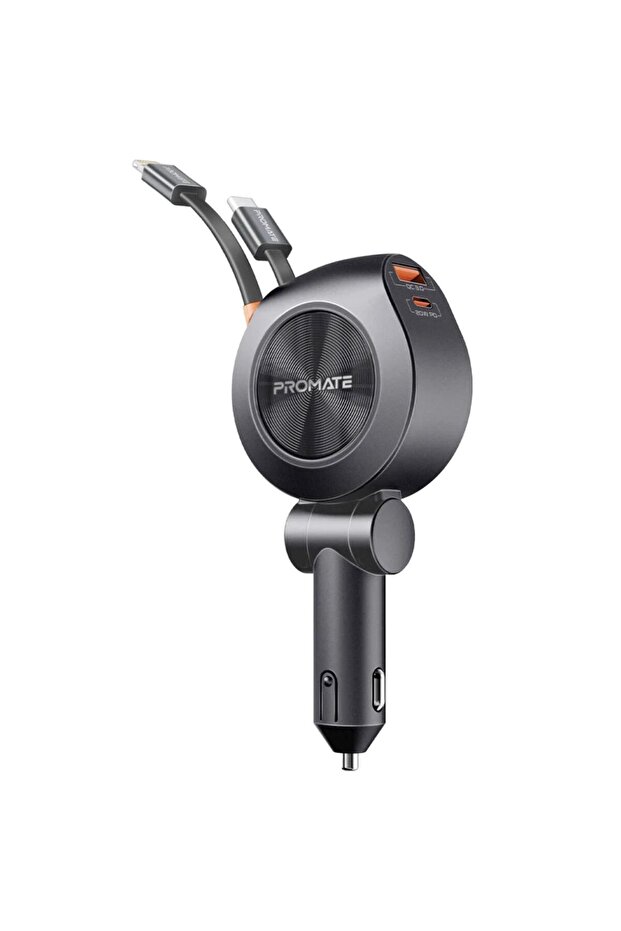 88W Multi-Port Car Charger with Dual Retractable USB-C Cables