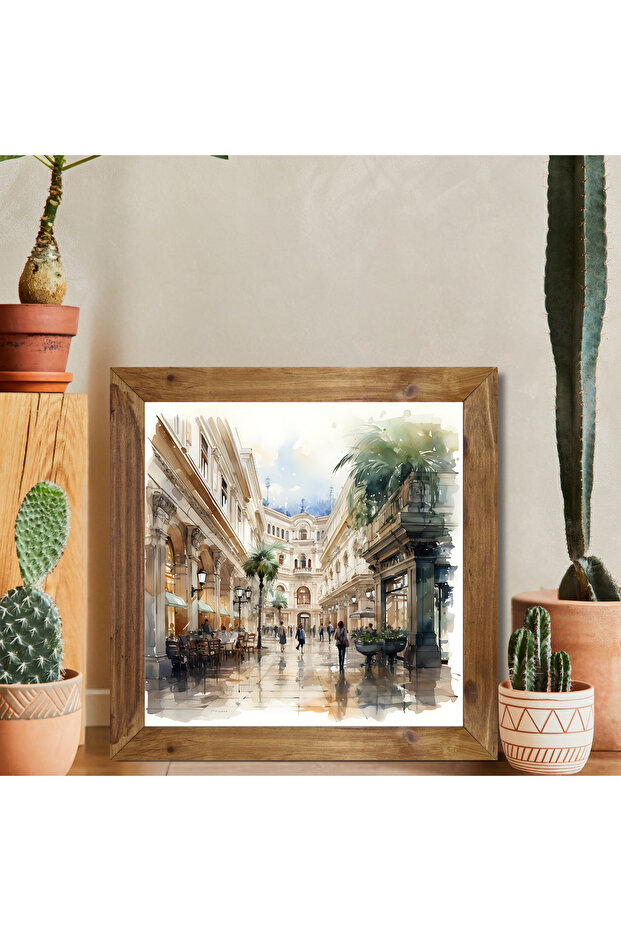 قطعة واحدة من اللوحات الزخرفية بإطار من الخشب الحقيقي مربعة الشكل