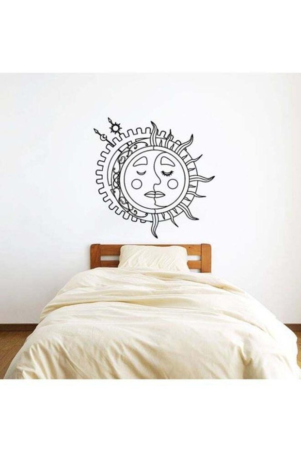 Sun Design Wall Sticker Black 50x50cm
