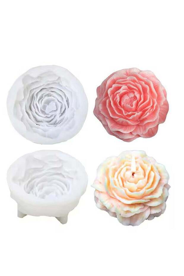2Pcs 3D Peony Flower Silicone Candle Molds, Perfect for DIY Candles, Resin Crafts, Aromatherapy, So