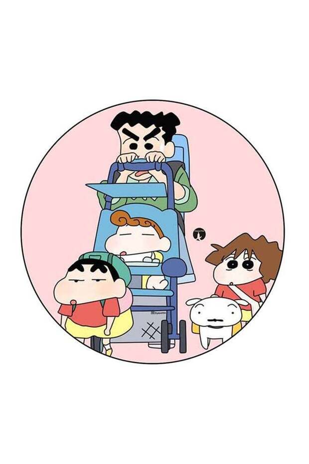 Shinchan Family Printed Fridge Magnet Multicolour 5.5 x 5.5cm