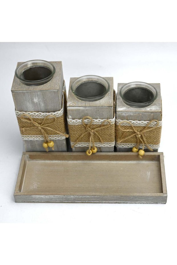 Set Of 3 Wooden Candle Holders, Wooden Candle Holder, Fine Craftsmanship Ultra Elegant and Modern C