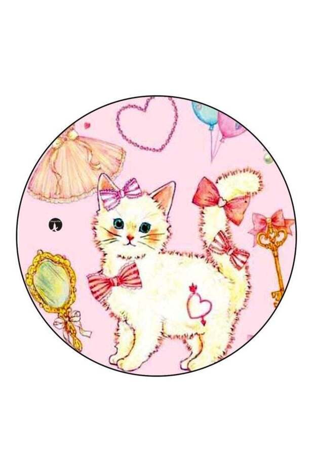 Cat Printed Fridge Magnet Pink/Beige/Red 5.5cm
