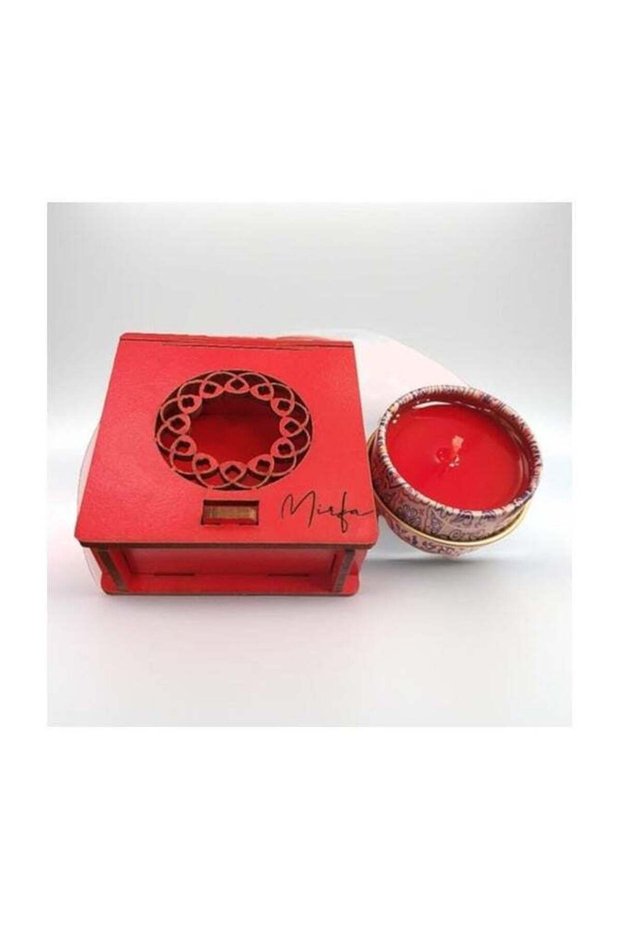 Scented Candle In Wood Crafted Box - Rose Ambiance - Small