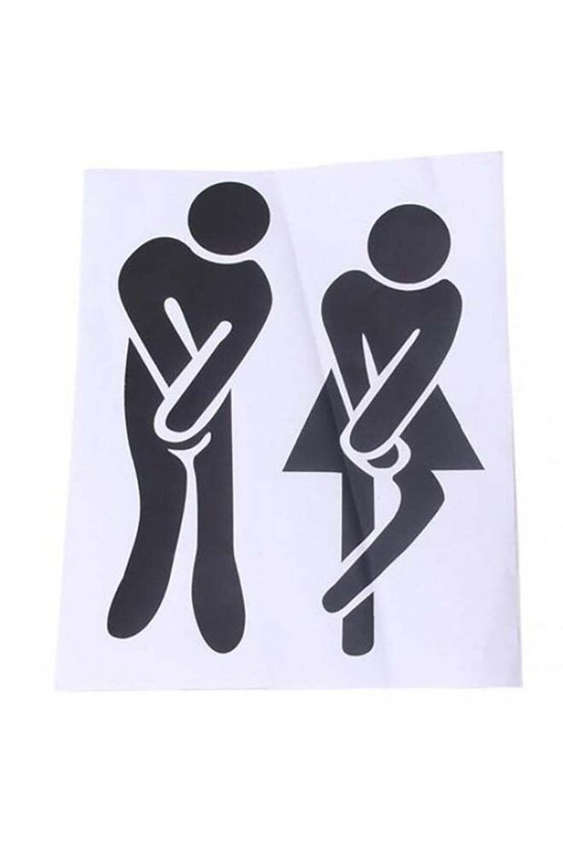Cute Man Woman Washroom Toilet WC Bathroom Wall Door Sticker Multicolour 13 x 18cm