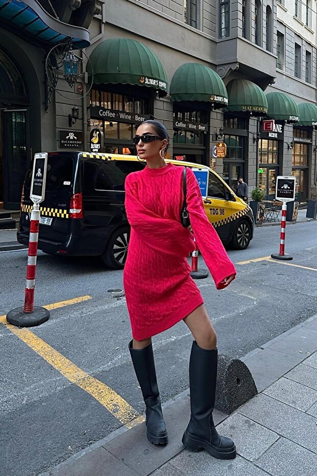 Melanie Örgü Desen Mini Elbise 2537-02 R4-D-K4 - 6