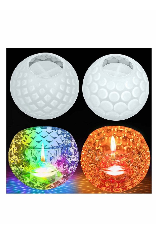 2 PCS Tea Candle Holder Resin Silicone Mold Epoxy Casting Wishing Bowl Used For Diy Jewelry Storage