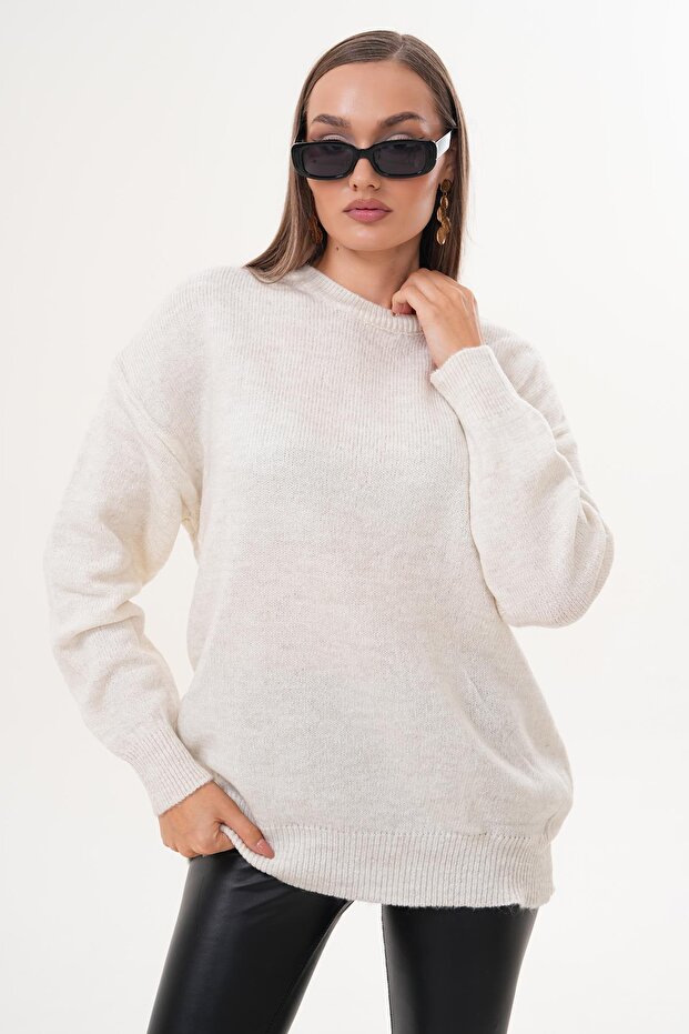 Kadın Bisiklet Yaka Triko Örme Salaş Kazak 255231 - - 2