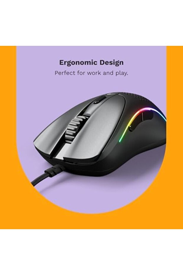 Gaming Wired Mouse D2 RGB Super Light Weight 58g Optical Sensor 26K DPI 6 Programmable Buttons 80M C - 3