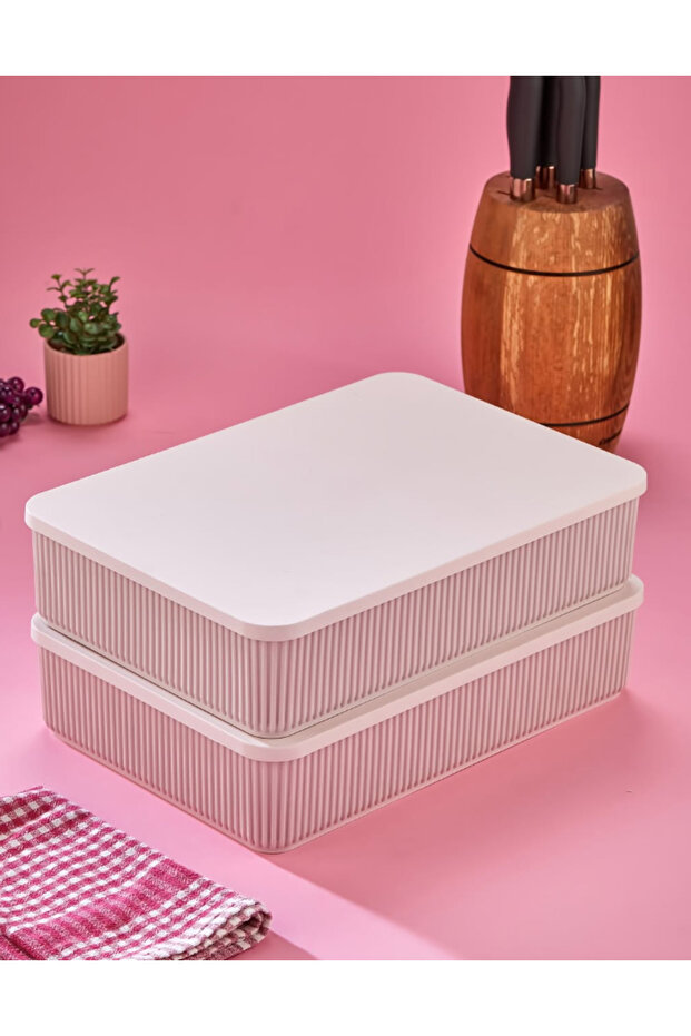 Stylish Stackable Practical Set of 6 Storage Containers 2X(1100ml) 2X(2600ml) 2X(6700ml) - 5