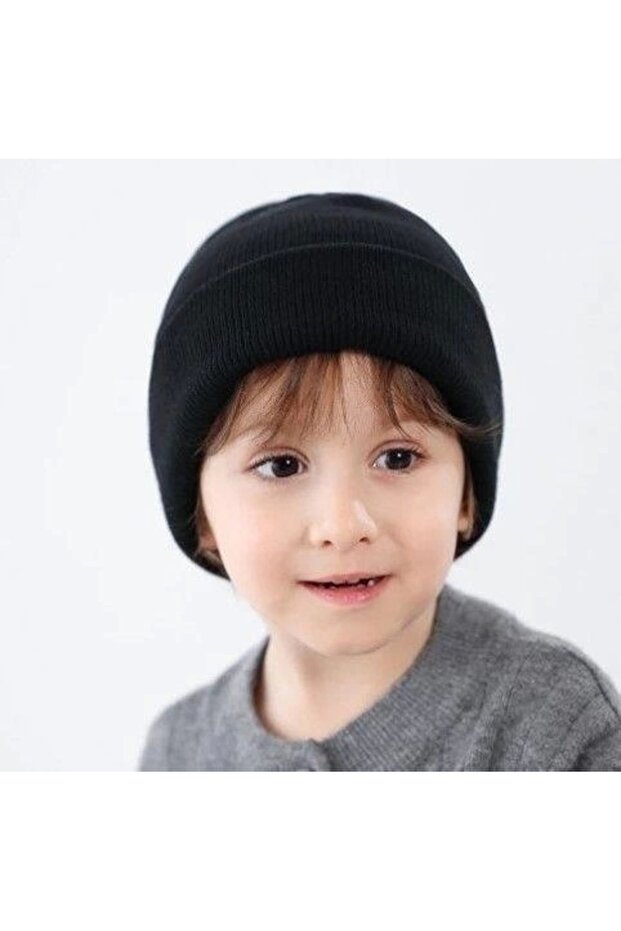 قبعة أساسية قابلة للطي للأولاد - أسود - 1