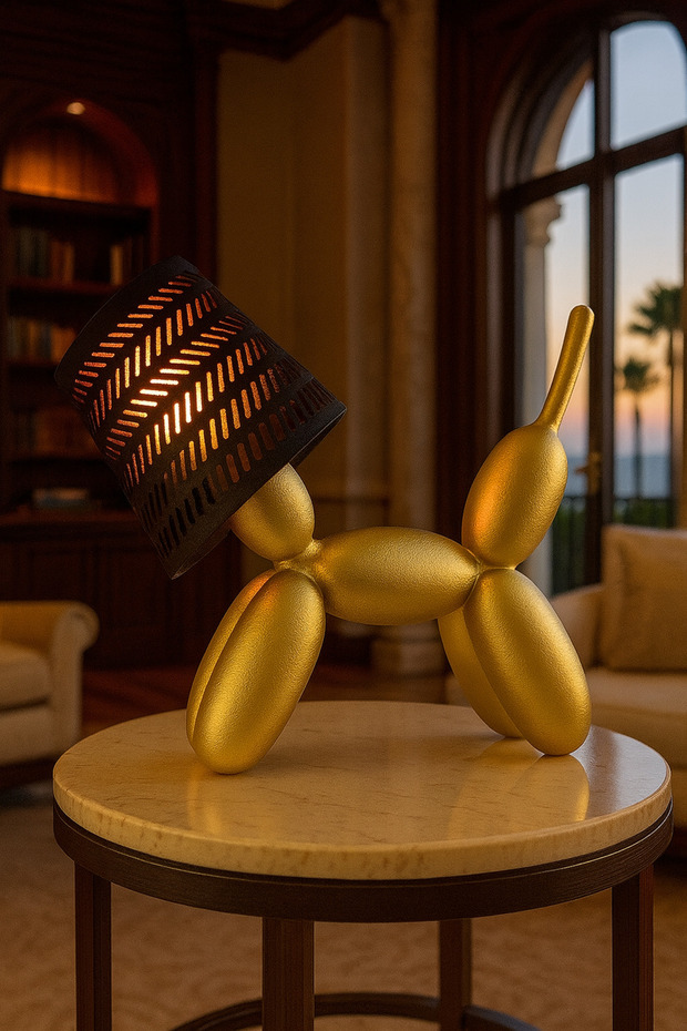 3D Lab Lima – Gold Balon Köpek Tasarım Masa Lambası | Modern Dekoratif Aydınlatma - 4