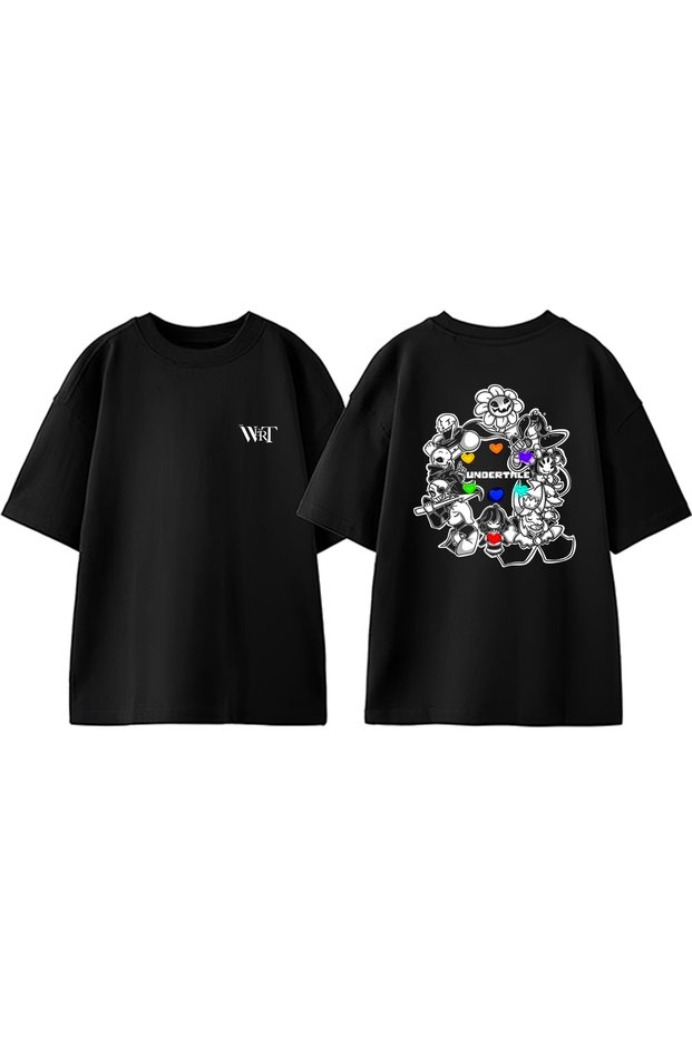 Undertale Game 1 Design Back Printed Cotton Black Oversize T-Shirt