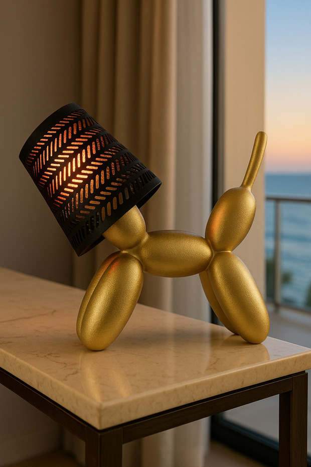 3D Lab Lima – Gold Balon Köpek Tasarım Masa Lambası | Modern Dekoratif Aydınlatma - 3