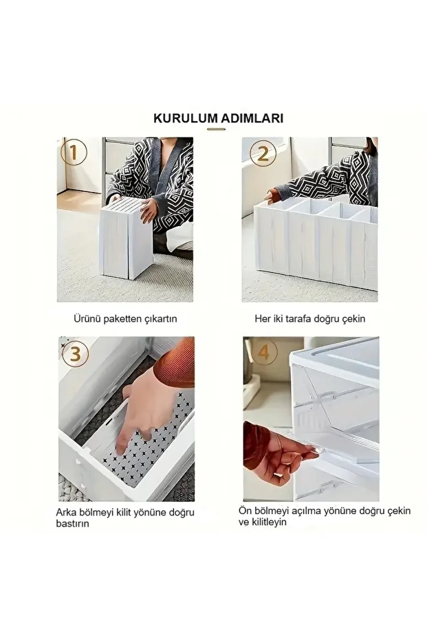 6 Katlı Modüler Lüks Ayakkabı Kutusu Katlanır Ayakkabılık - 5