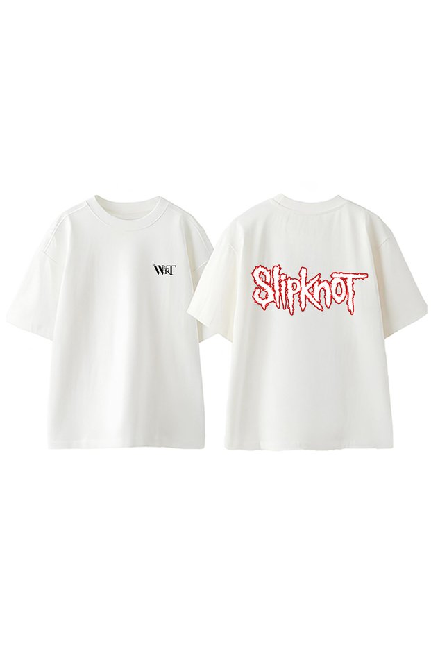 Slipknot Rock Music 4 Design Back Printed Cotton White Oversize T-Shirt