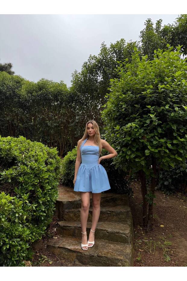 Mavi balon elbise - 2