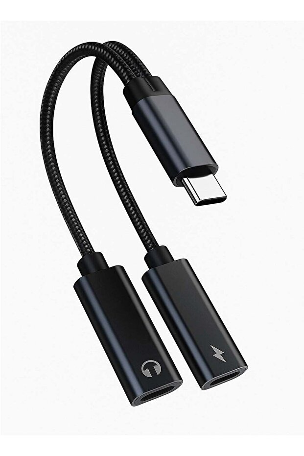 كابل موزع USB-C إلى USB-C مزدوج للشحن والاستماع إلى الموسيقى