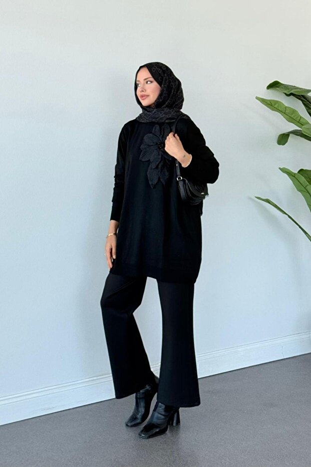 Dila Zambak Merserize Tunik Siyah - 2
