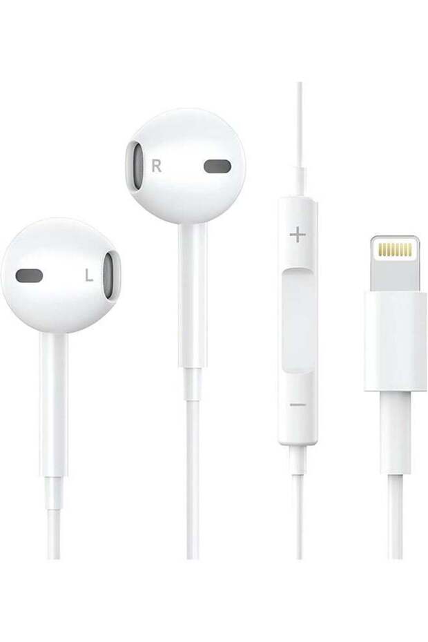 سماعة أذن لاسلكية 2 في 1 مع كابل Lightning لأجهزة iPhone باللون الأبيض
