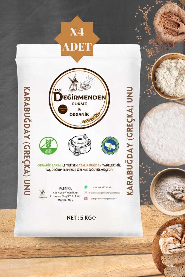 Organik Atalık Karabuğday (Greçka) Unu (Gluten İçermez) - 20 Kilo - 1