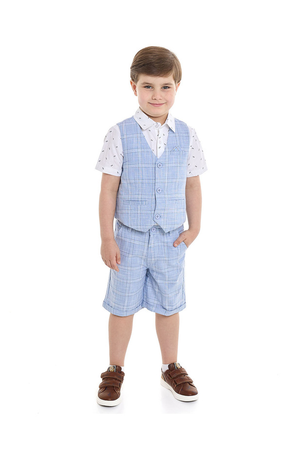 Plaid Shorts with Button Closure