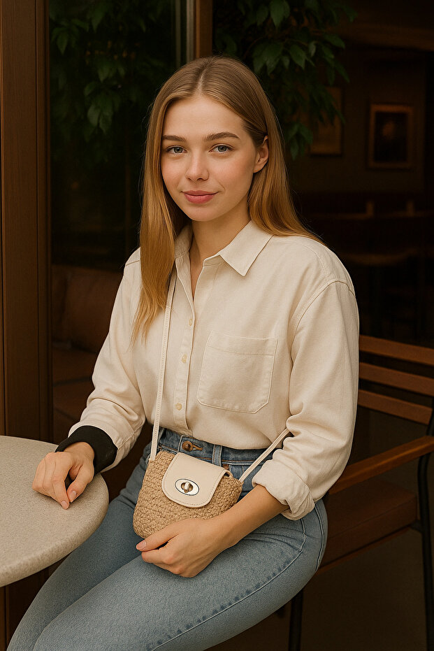 Hasır Crossbody Çanta - Günlük Kullanım & Şık Tasarım - 2