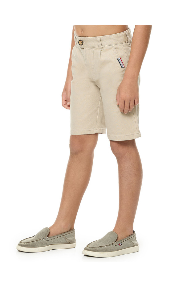 Textured Shorts with Button Closure - 3