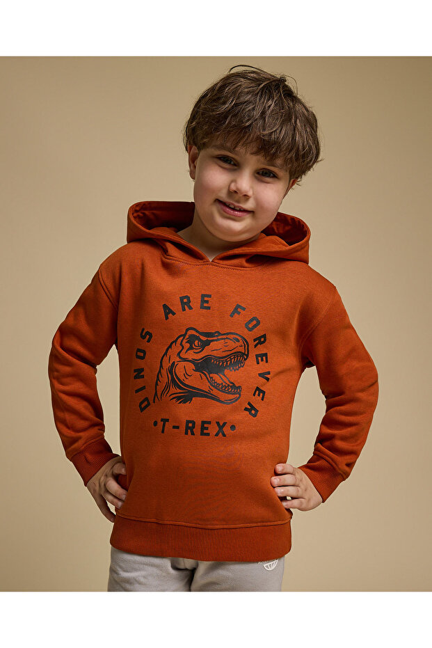 Printed Hoodie with Long Sleeves