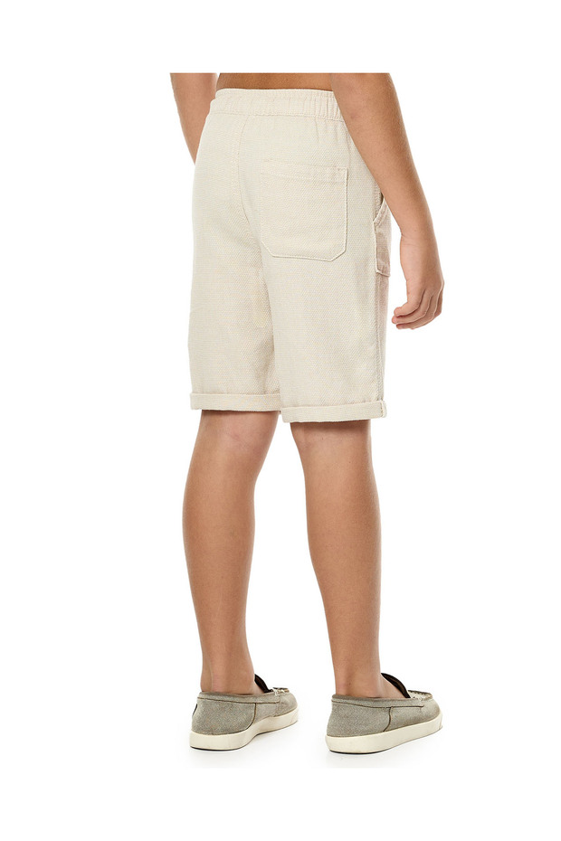 Textured Shorts with Drawstring Waist - 4