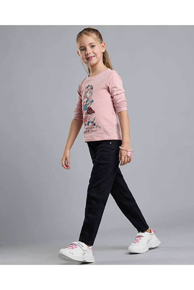 بنطال جينز سادة بقصّة عادية مع أزرار للإغلاق - 1