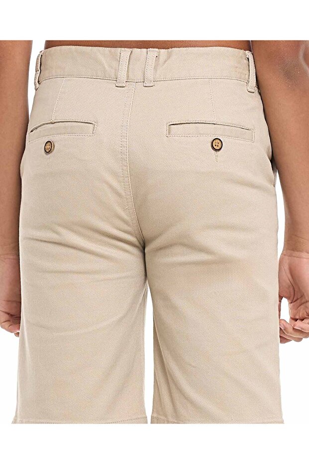 Textured Shorts with Button Closure - 5