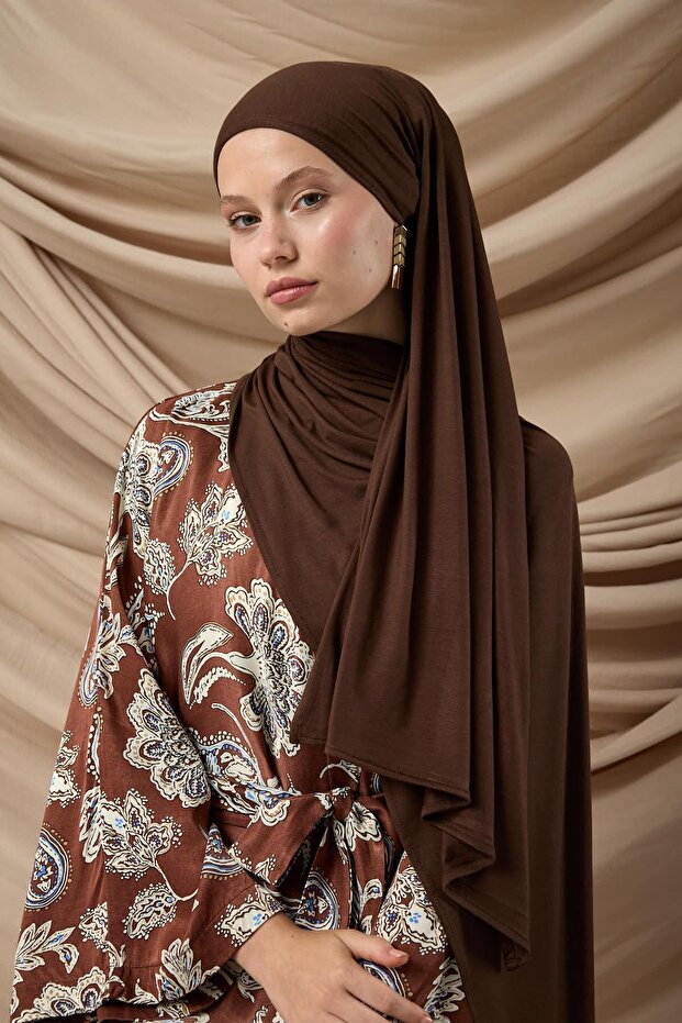 Premium Combed Cotton Shawl 65002-08 Brown