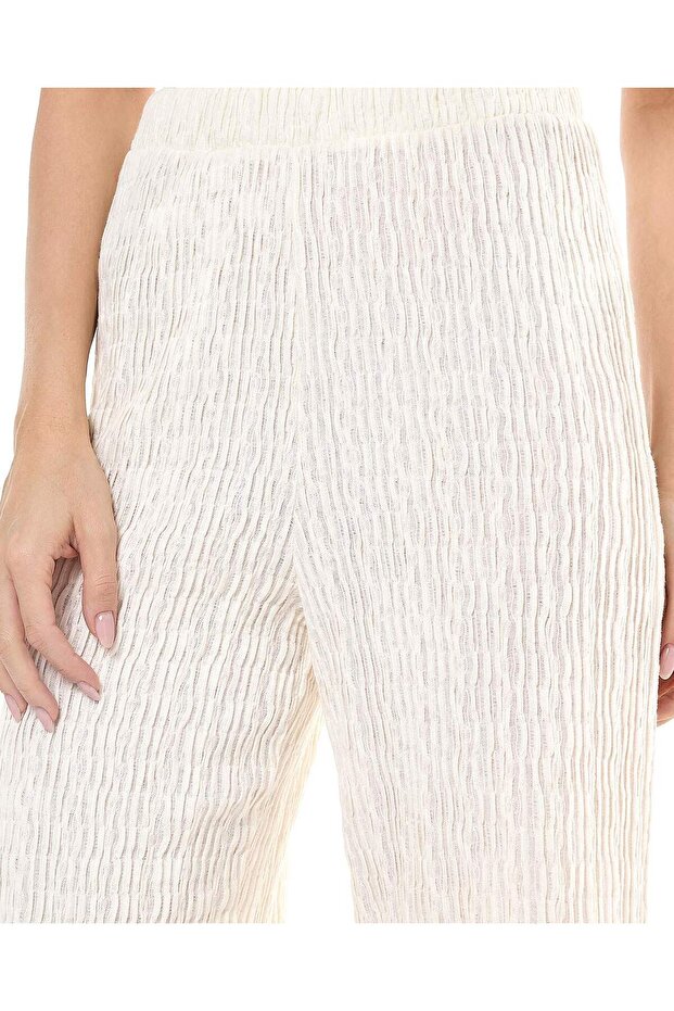 Textured Pants with Elastic Waist - 4