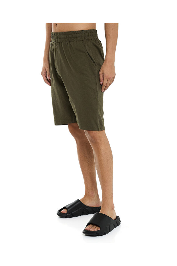 Solid Lounge Shorts with Elastic Waist - 3