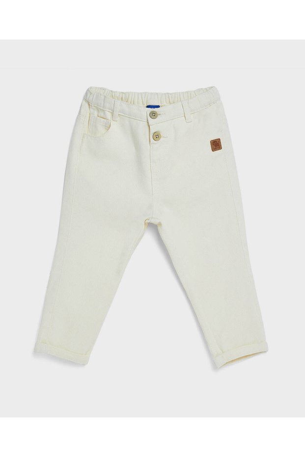 Solid Slim Fit Pants with Button Closure