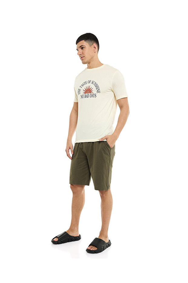 Solid Lounge Shorts with Elastic Waist - 1