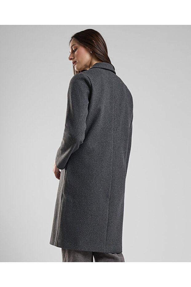 Textured Overcoat with Button Closure - 4