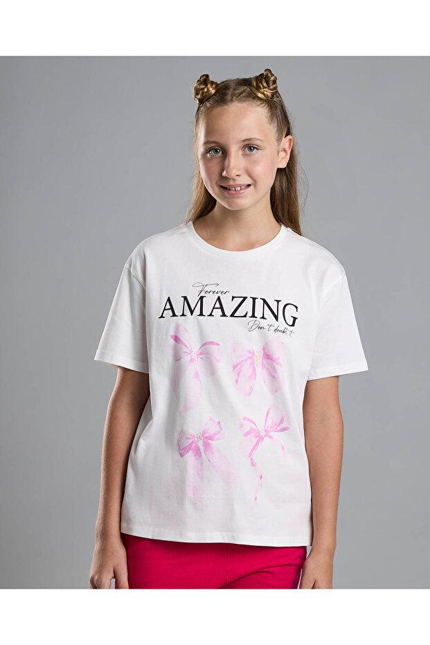 Printed T-Shirt with Crew Neck and Short Sleeves