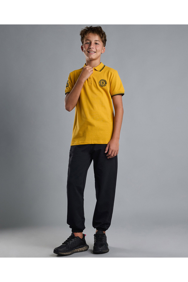 Print Detail Polo T-Shirt with Short Sleeves