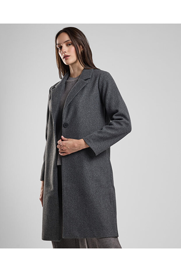 Textured Overcoat with Button Closure - 3