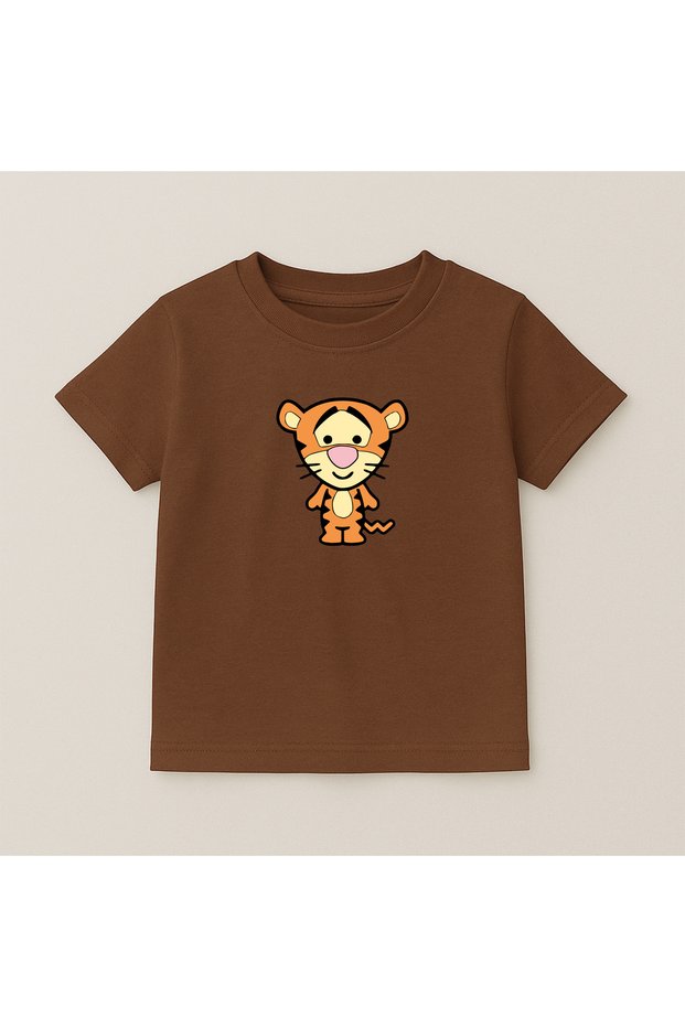 Winnie Tiger Crew Neck 100% Cotton Printed Short Sleeve Children's and Teenage T-Shirt
