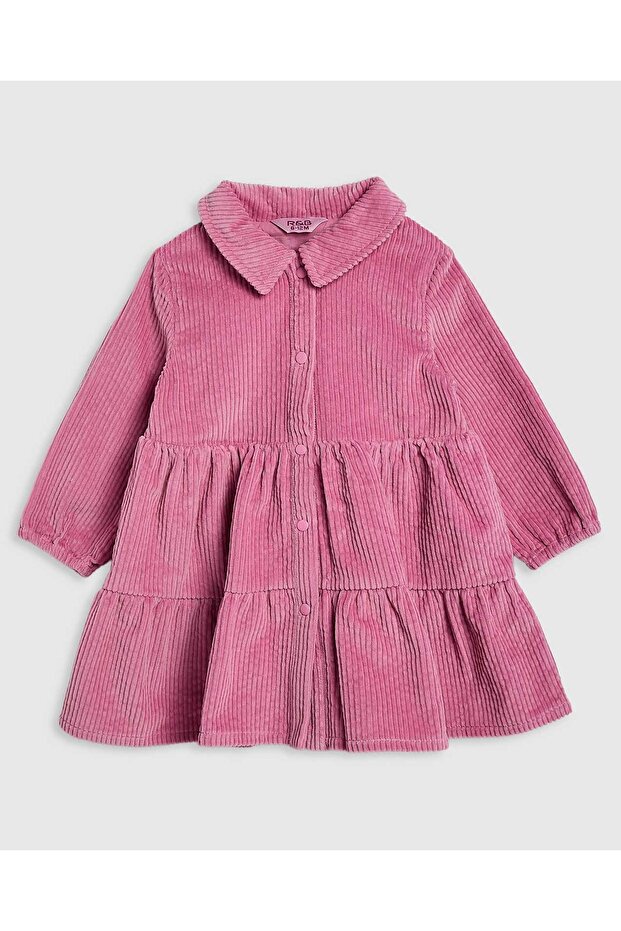 Textured Shirt Dress with Puff Sleeves