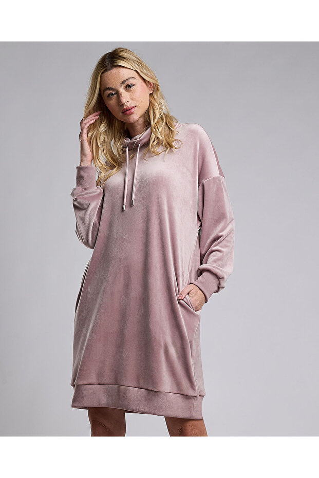 Solid Hooded Nightdress with Long Sleeves